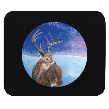 Discover The Red Deer in Winter Illustration Mouse Pads