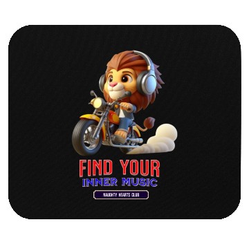 Discover lion driving a motorcycle Mouse Pads