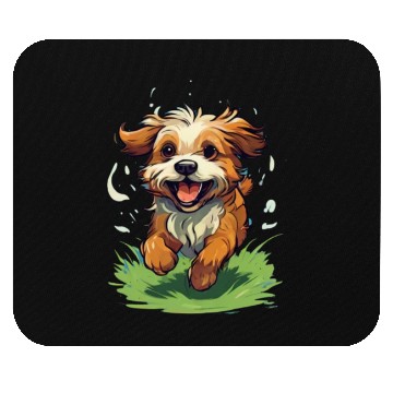 Discover running dog on the grass Mouse Pads