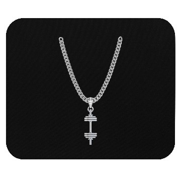 Discover A silver Necklace with a silver Dumbbell Pendant Mouse Pads