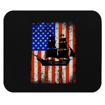 Discover Stars, Stripes & Pirate Ship American Flag Mouse Pads