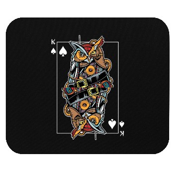 Discover Eagle Owl Steampunk Card Game King of Spades Poker Mouse Pads