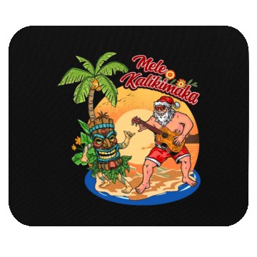 Discover Mele Kalikimaka Funny Santa Playing Guitar Hawaii Mouse Pads