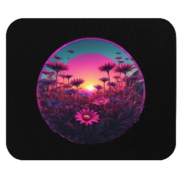 Discover Synthwave Wild Flower Design Mouse Pads