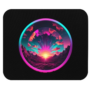 Discover Synthwave Colorful Cosmos Design inside Circle Mouse Pads