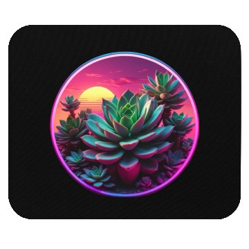 Discover Synthwave Succulent Art Mouse Pads