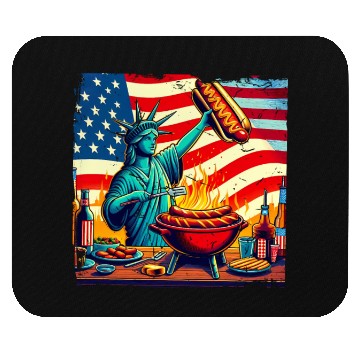 Discover Nostalgic American BBQ Design Lady Liberty BBQ Mouse Pads