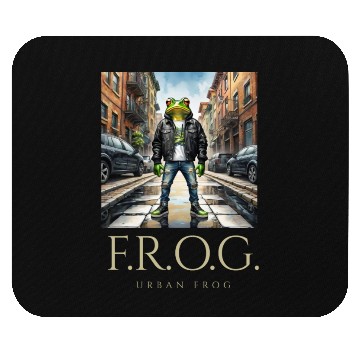 Discover Urban Frog in black leather jacket Mouse Pads