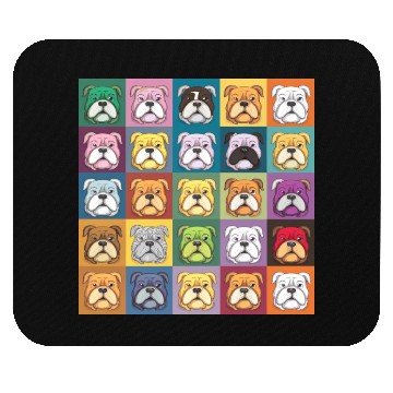 Discover Bulldog Patchwork: Vivid Canine Quilt Mouse Pads