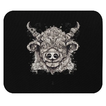Discover buffalo head and flower design Mouse Pads