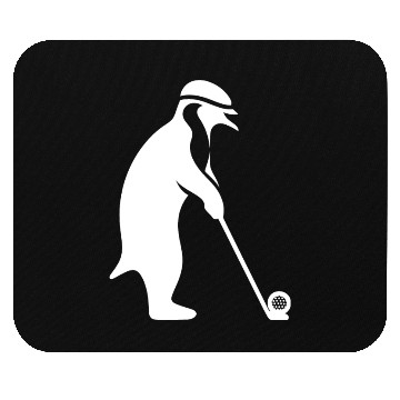 Discover Penguin playing golf cartoon golfer funny Mouse Pads