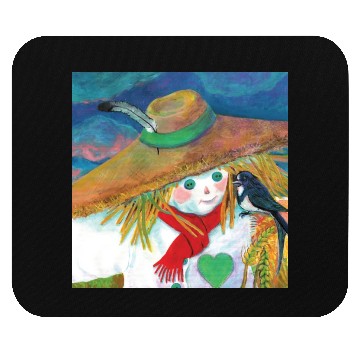 Discover Cute Scarecrow And Barn Swallow Illustration Mouse Pads