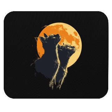 Discover Charming Cat Duo with Moon for a Cat Lover Mouse Pads