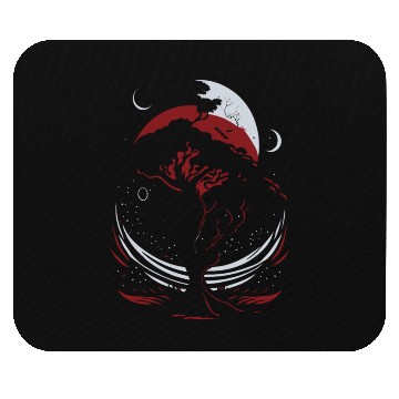 Discover Red White Black Trees and The Moon Mouse Pads