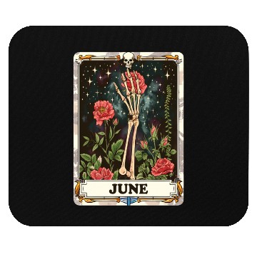 Discover June Gothic Tarot Card - Rose Flower & Skeleton's Mouse Pads