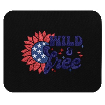Discover Wild Free Sunflower Amerian Flag Embrodery Effect Mouse Pads
