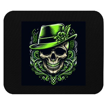 Discover green skeleton in neonic style Mouse Pads