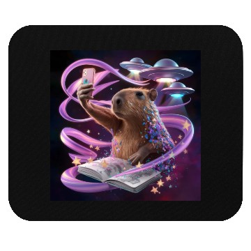 Discover Funny Graphic Mouse Pads Capybara Selfie with UFOs Weird