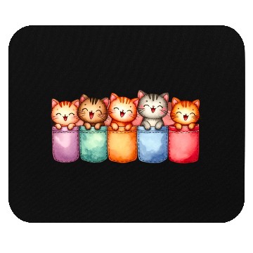 Discover Kittens in colorful pockets Mouse Pads