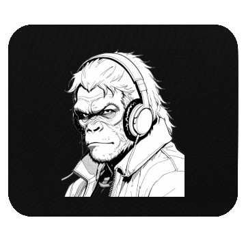 Discover Gorilla wearing a headphones Mouse Pads