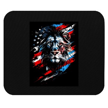 Discover Lion American Flag Mouse Pads