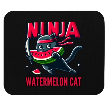 Discover Ninja Cat Watermelon Swordplay Mouse Pads