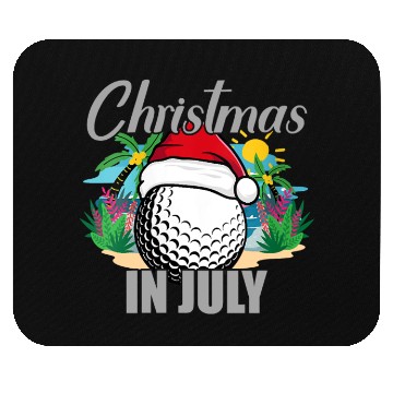 Discover Christmas in July Golf Santa Hat Funny Summer Mouse Pads