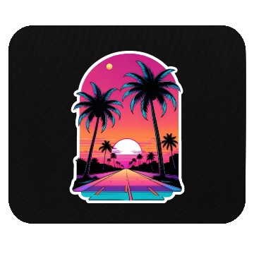Discover Miami Road into the Sunset 80s Synthwave Retro Mouse Pads