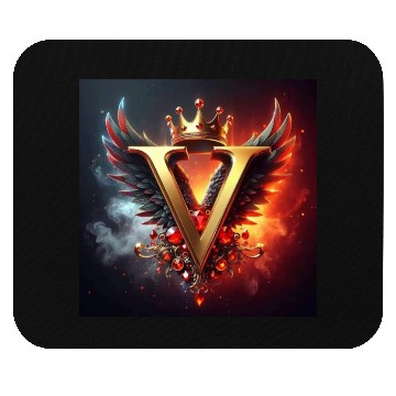 Discover Regal V Emblem with Crown and Wings Mouse Pads