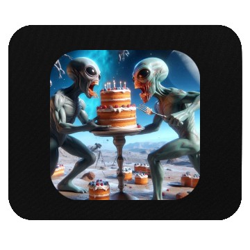 Discover Alien cake fight Mouse Pads