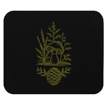 Discover Mushroom and Pine Cone Design Forest Green Mouse Pads