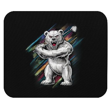 Discover Bear playing Golf, Big Bear Golfer player Sport Mouse Pads