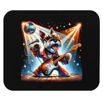 Discover Disco Guitar Schnauzer dog Mouse Pads