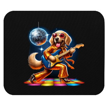Discover Disco Golden Retriever dog Mouse Pads