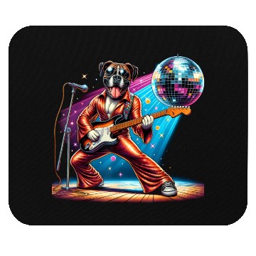 Discover Disco Guitar Boxer dog Mouse Pads