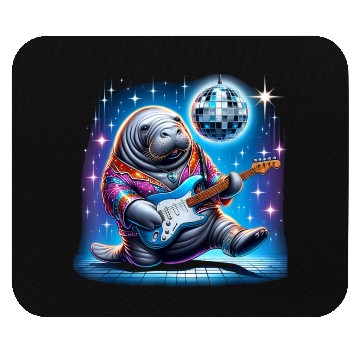 Discover Disco Ball Guitar Manatee Mouse Pads