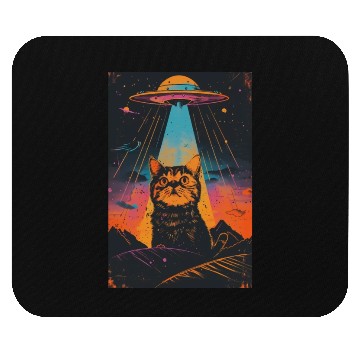 Discover Catzilla Vintage Funny Cute Cat Art Alien and Cat Mouse Pads