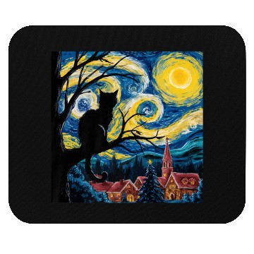 Discover Starry Night Cat Art Premium Mouse Pads