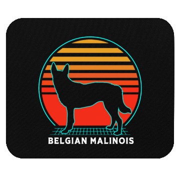 Discover Retro 80s Dog Silhouette Belgian Malinois Mouse Pads