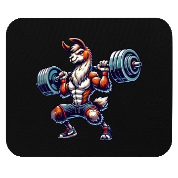 Discover Llama Alpaca Barbell Weightlifting Workout Mouse Pads