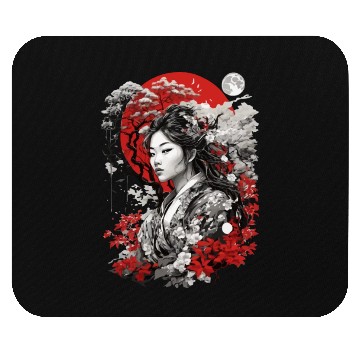 Discover Red White Black Asian Design Mouse Pads