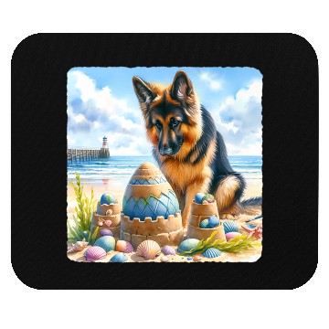 Discover German Shepherd Building Festive Sandcastle Mouse Pads
