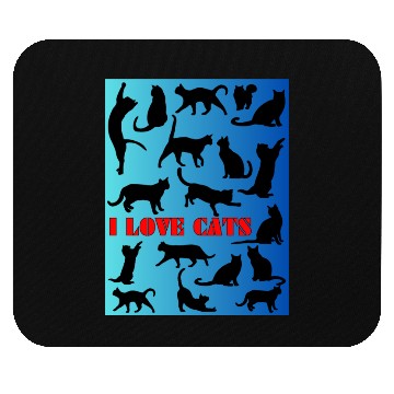 Discover Cat figures in black and blue Mouse Pads