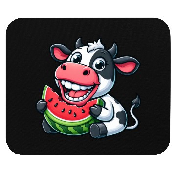 Discover Funny cow bull steer watermelon summer fruit Mouse Pads
