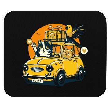 Discover Road Trip by Car : Life's Better with Cat Friends Mouse Pads