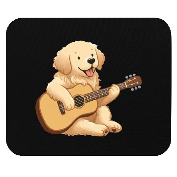 Discover Golden Retriever playing guitar Mouse Pads