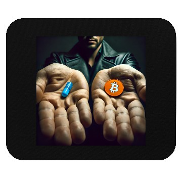 Discover Bitcoin BTC Cryptocurrency Orange Pill Blue Pill Mouse Pads