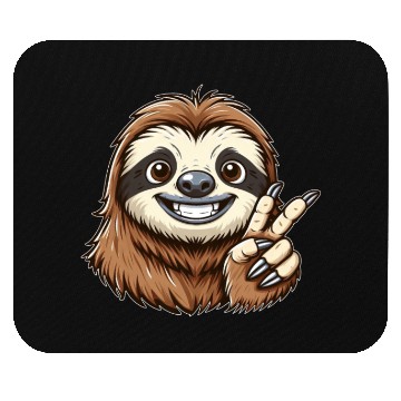 Discover Cute sloth showing teeth joy cartoon peace Mouse Pads