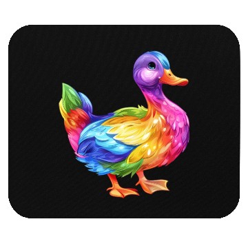 Discover Duck Rainbow Colorful Feathered Duck Illustration Mouse Pads