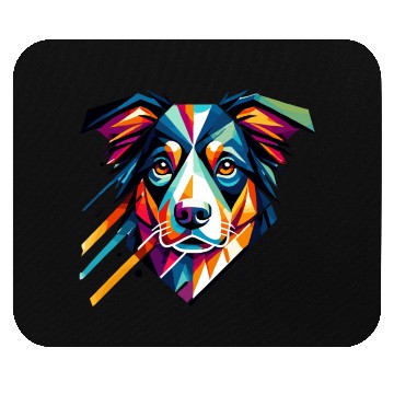 Discover Colorful Geometric Dog Art Australian Shepherd Mouse Pads